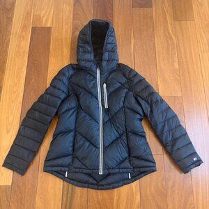 Tommy Hilfiger black chevron down puffy hooded zipper jacket